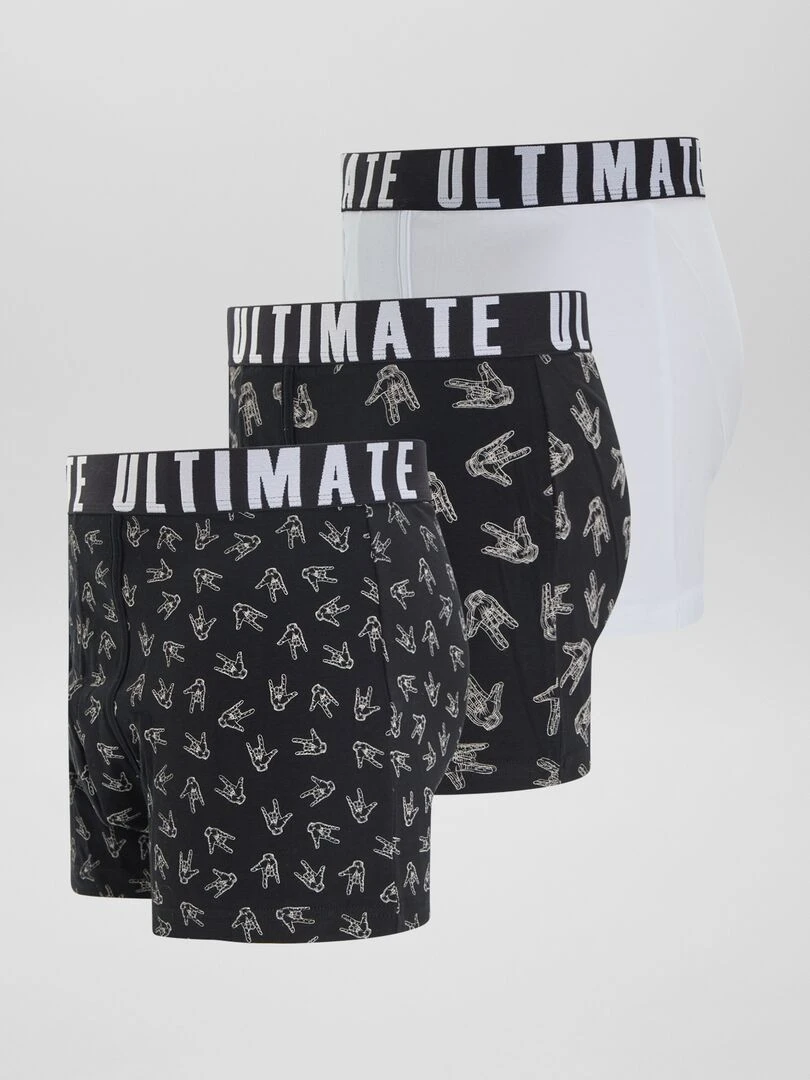 Lot de 3 boxers fantaisie   Blanc/noir