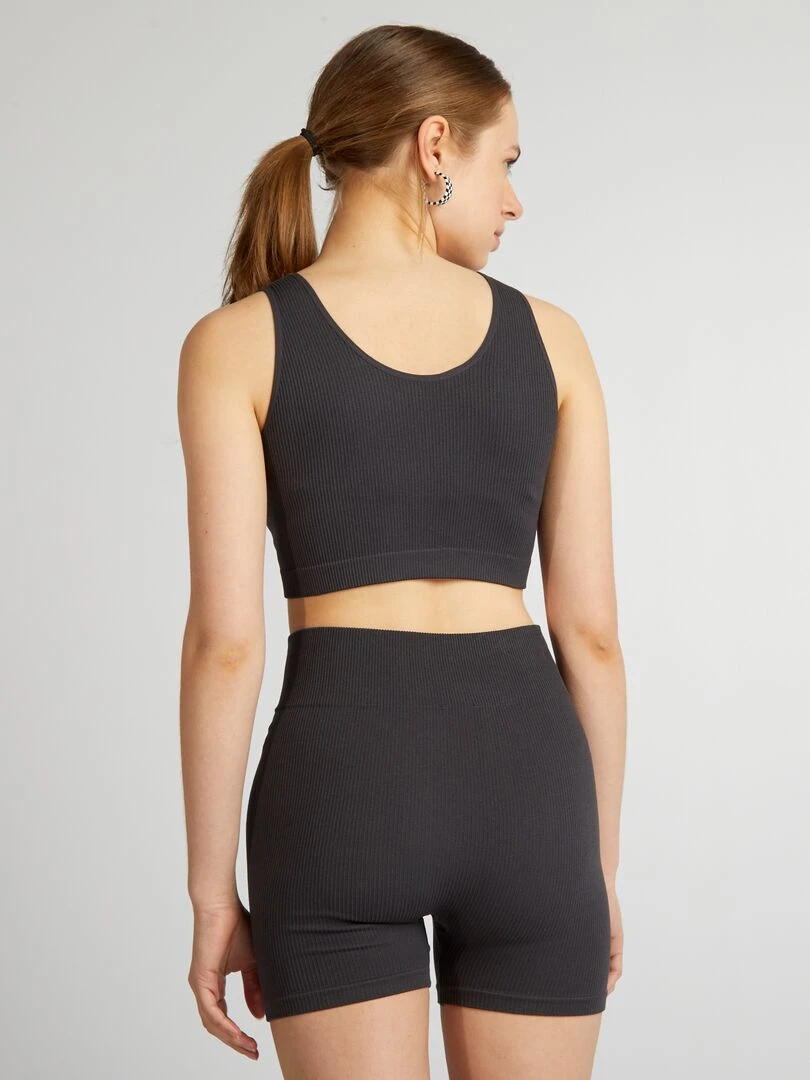 Brassière de sport en maille côtelée   Noir