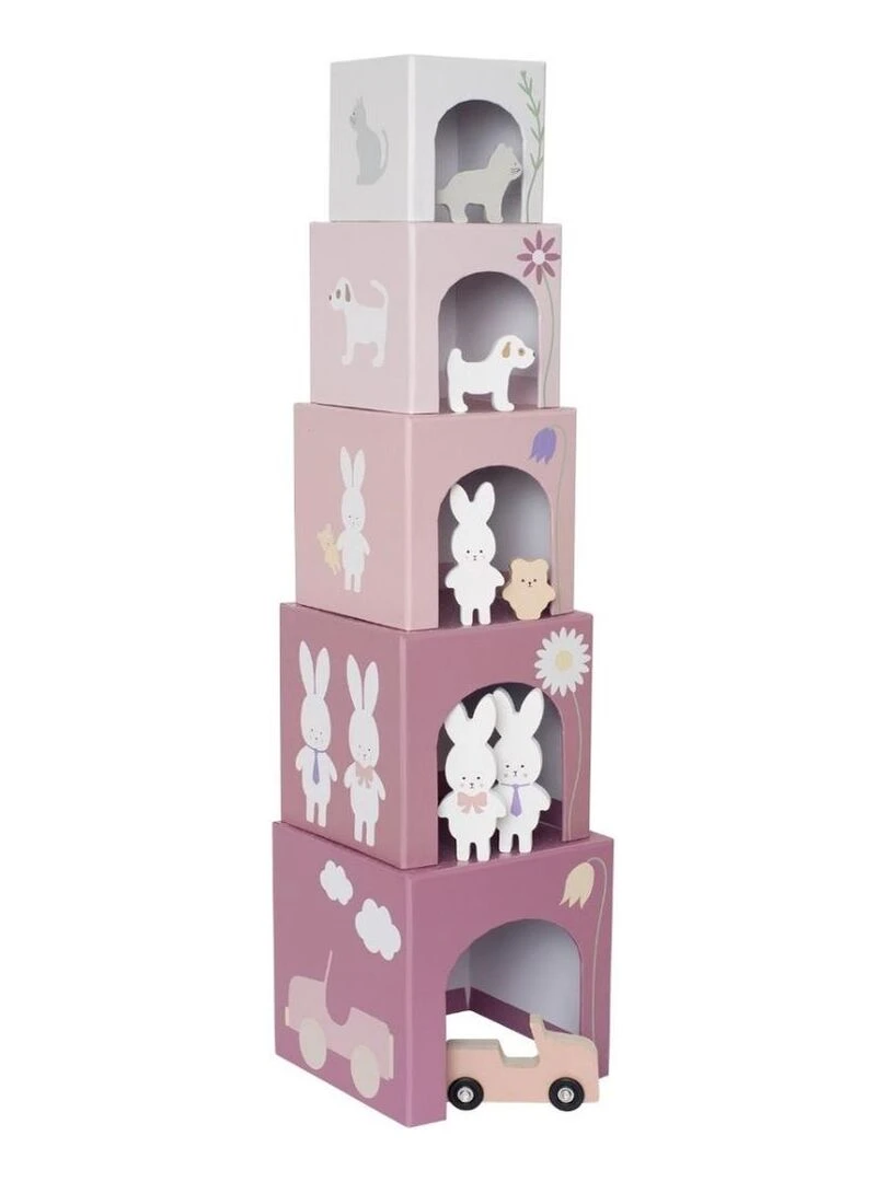 Cubes Empilables En Bois Lapin (5 Cubes) N/A