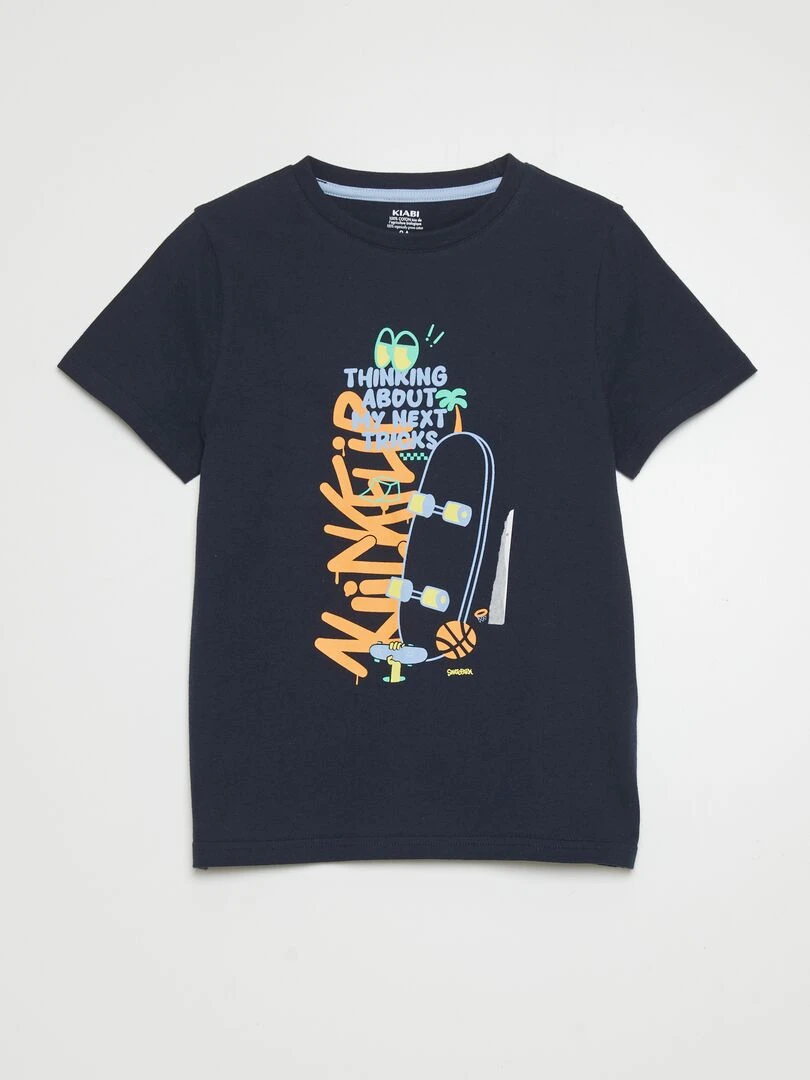 T shirt à col rond et manches courtes Bleu marine