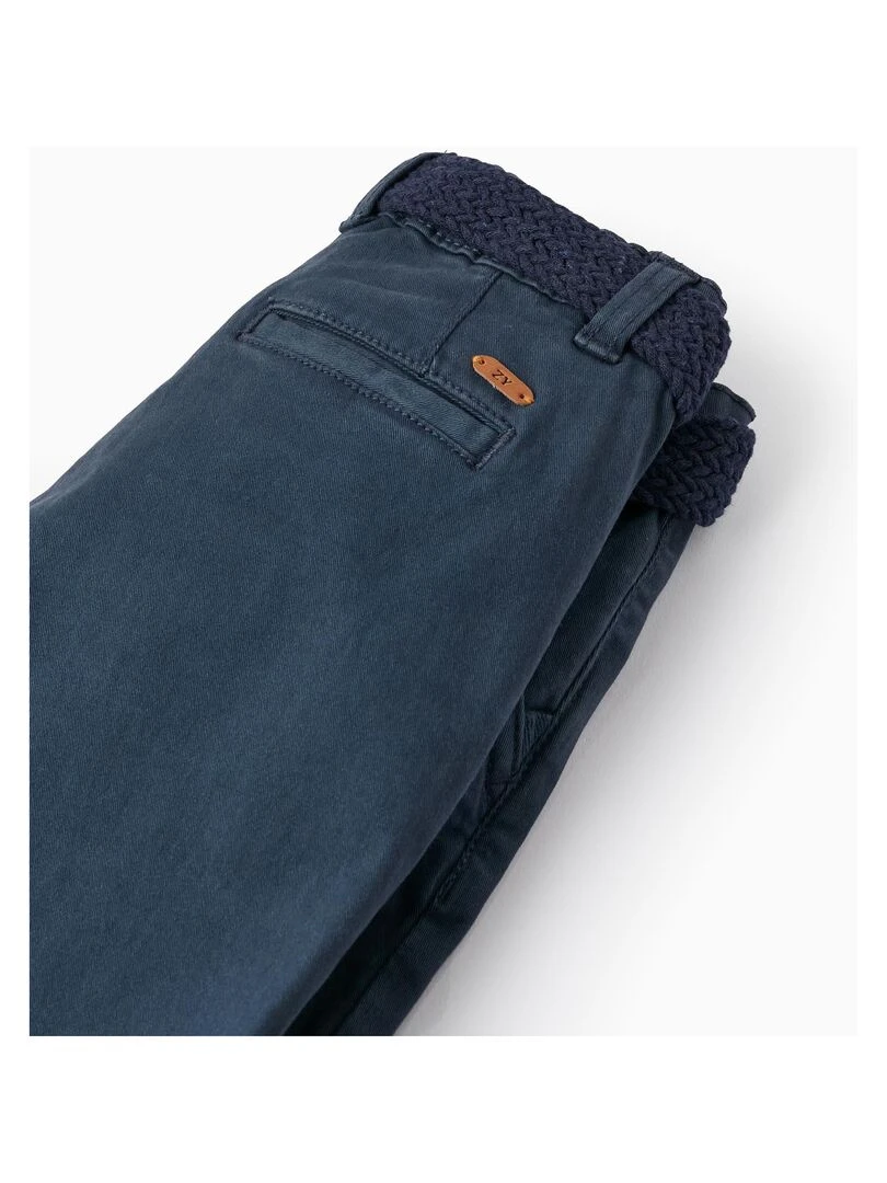 Short Chino En Sergé Avec Ceinture Pour Garçon  MATISSE   Bleu foncé