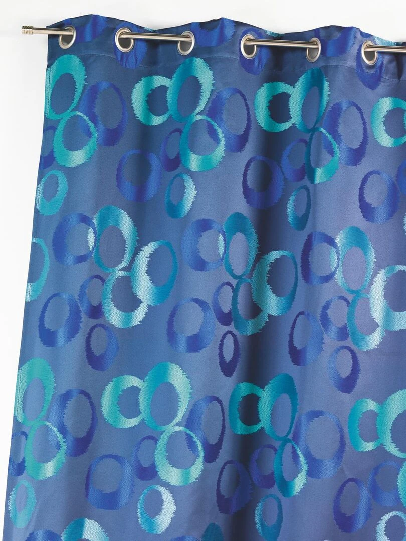 Rideau en jacquard à imprimés "cercles fantaisies" Bleu
