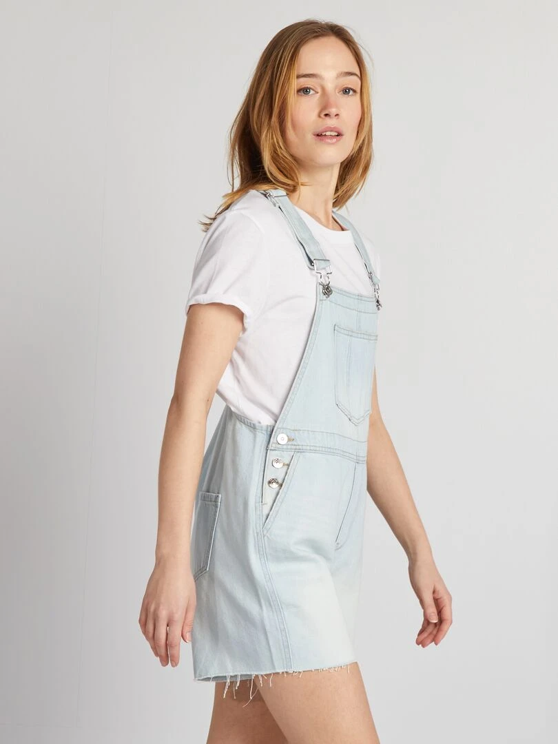 Salopette courte en jean   Triple stone