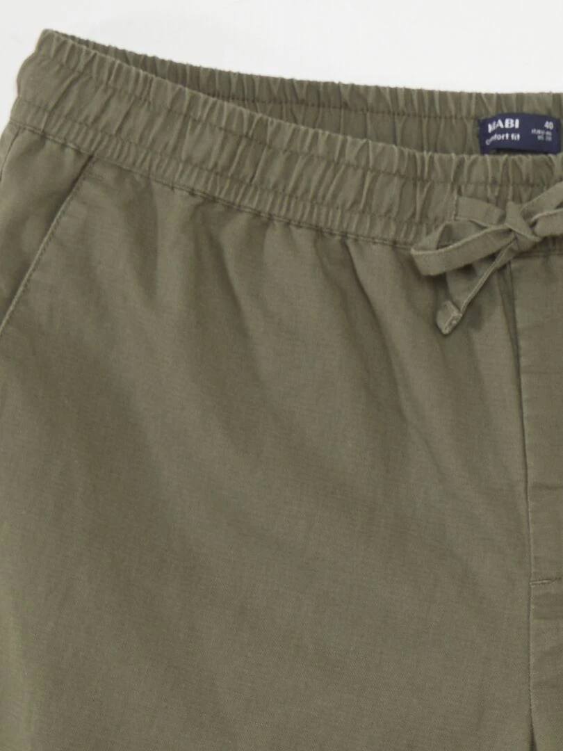Bermuda chino large avec lin   Vert