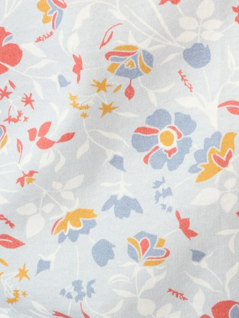 Tee shirt col rond fantaisie en pur coton.   Damart   Bleu