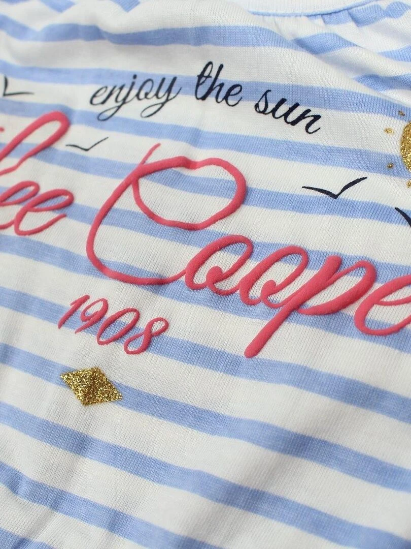 Lee Cooper   Combishort bébé fille imprimé Lee Cooper en coton   Bleu