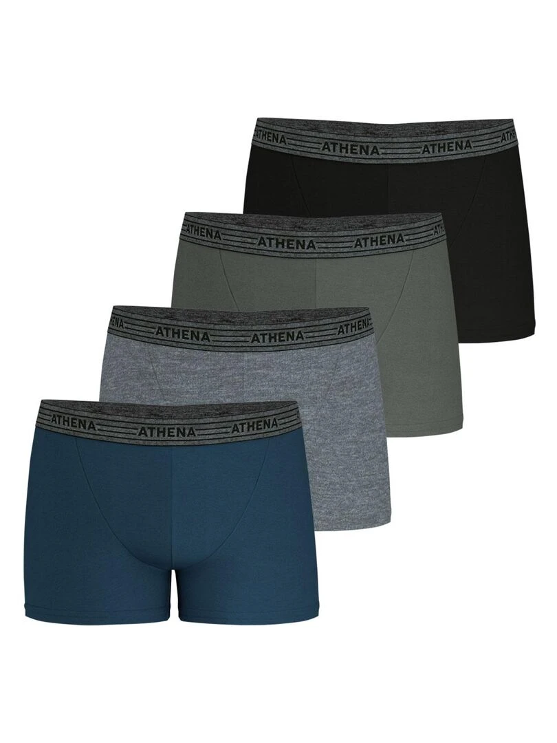 Lot de 4 boxers homme Ecopack Bleu Kaki Gris