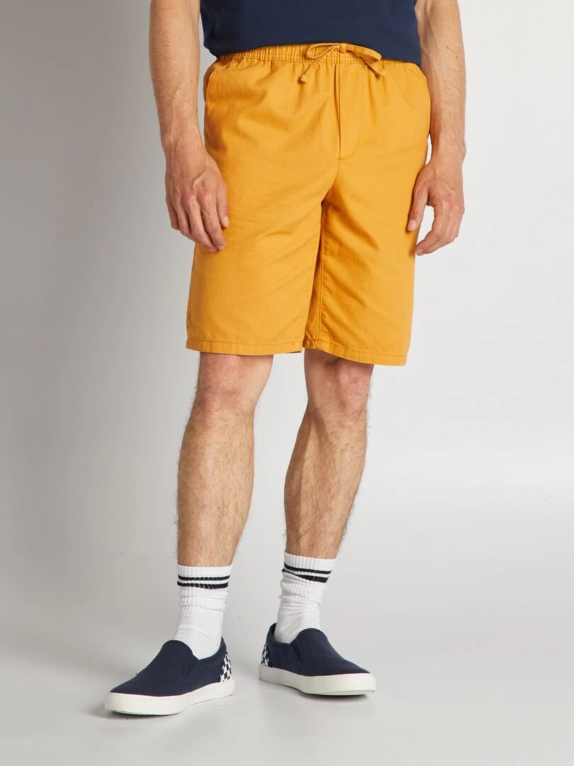 Bermuda chino avec taille élastiquée Jaune