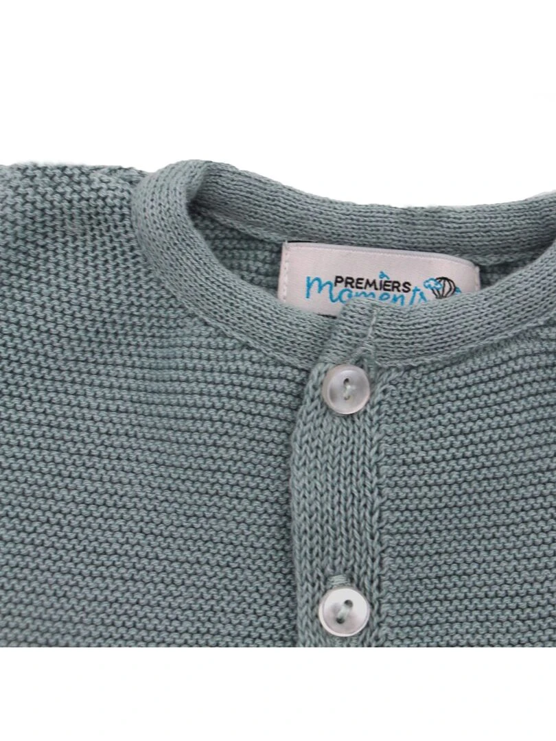 Ensemble tricoté   100% coton bio   1 à 3 mois   Vert forêt