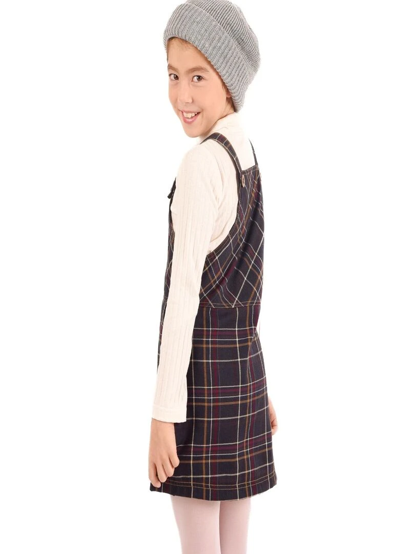 Robe Salopette Fille  Carrx Tartan Marron  LOLA   'LA FAUTE A VOLTAIRE'   Marron