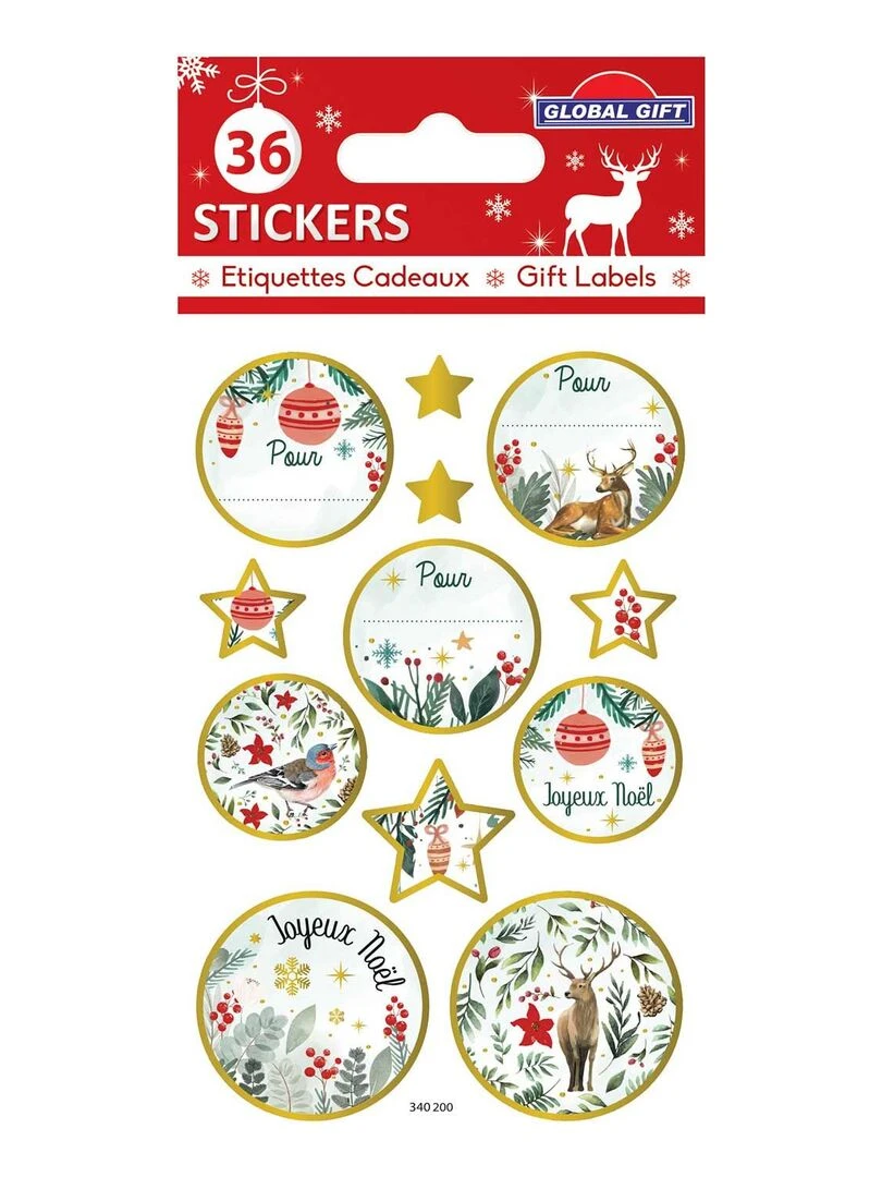 36 étiquettes adhésives de Noël Dorures N/A