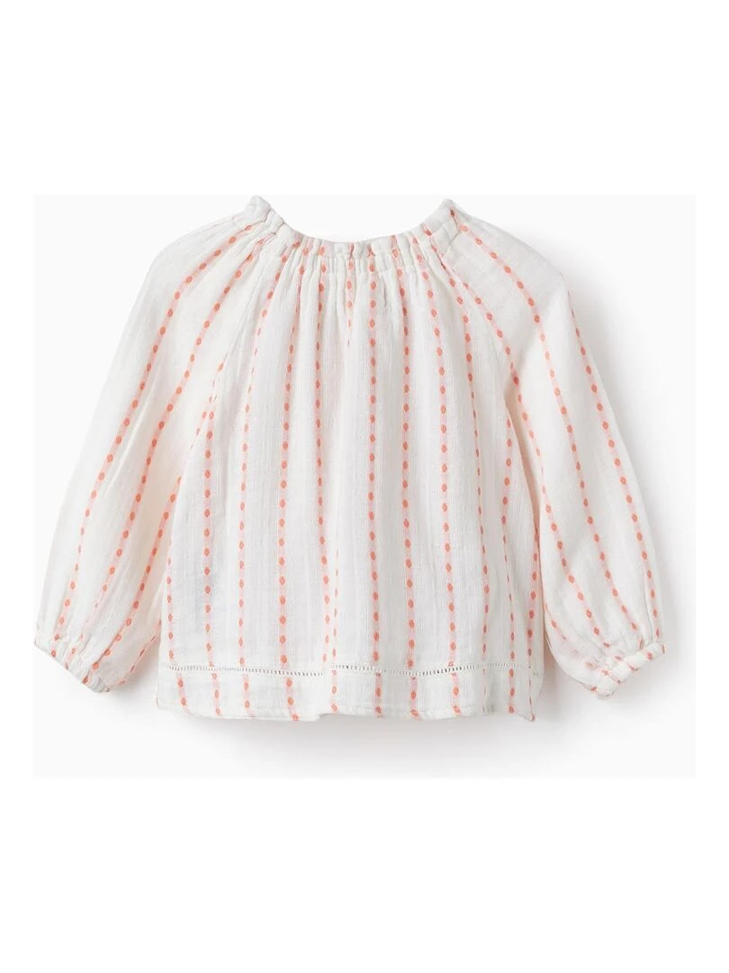 Blouse en coton pour bébé fille manches longues SICILIAN DAYS Blanc