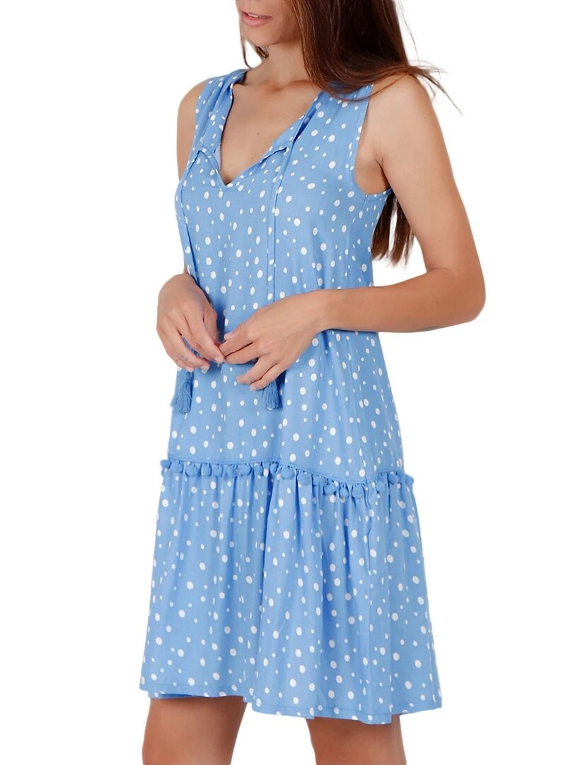 Robe estivale sans manches Small Irregular Dots bleu   Bleu