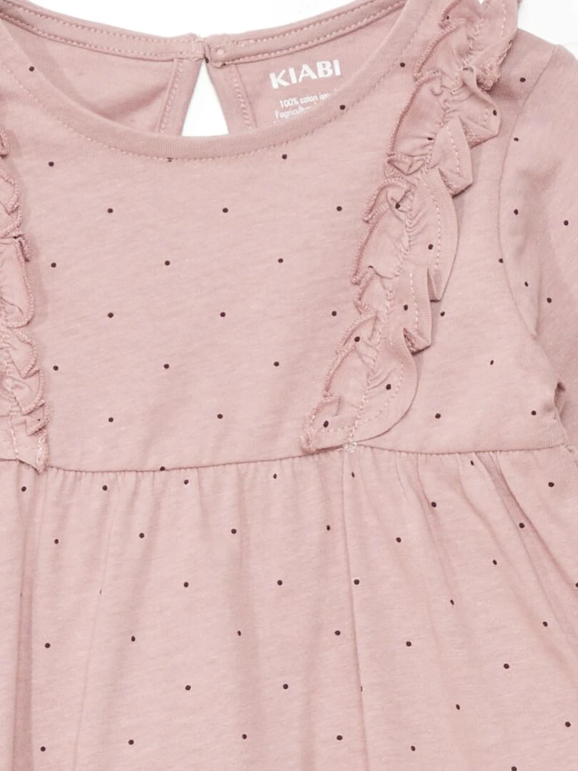 Robe évasée motif pois   Rose pois