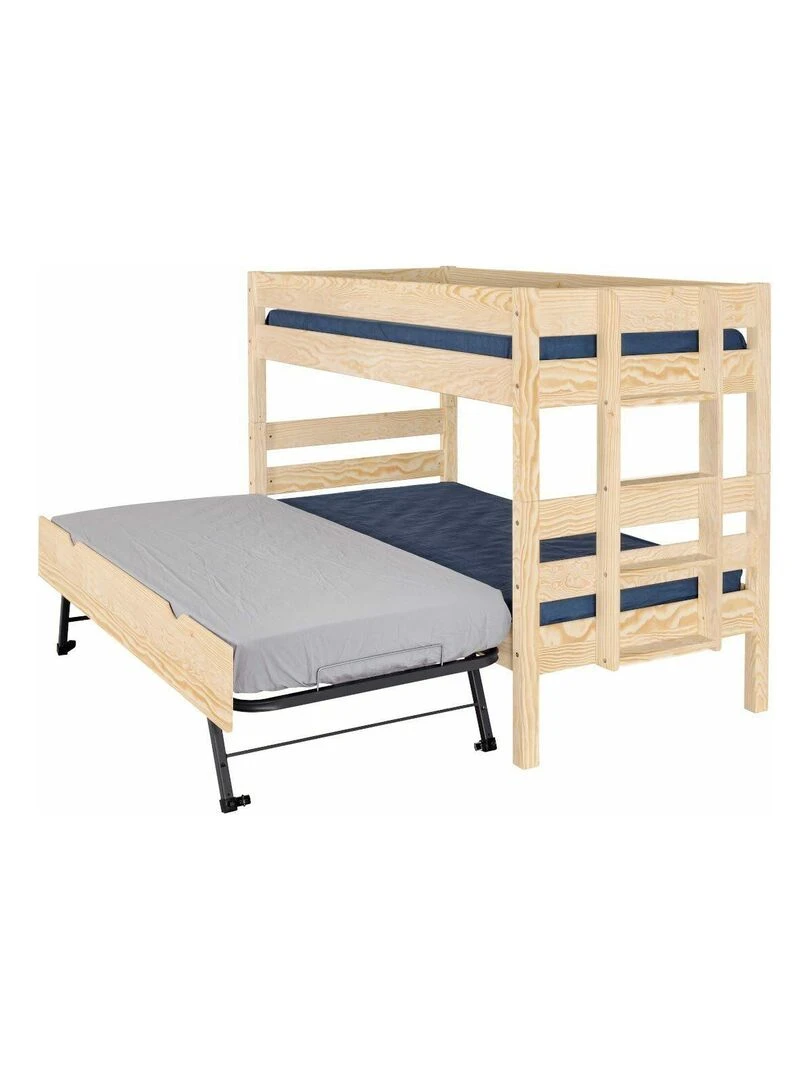 Lit superposé bas avec sommier gigogne Aniba   AKITEN RETAIL   Marron