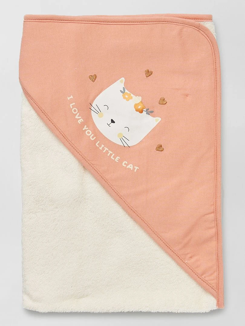 Cape de bain + gant de toilette   rose