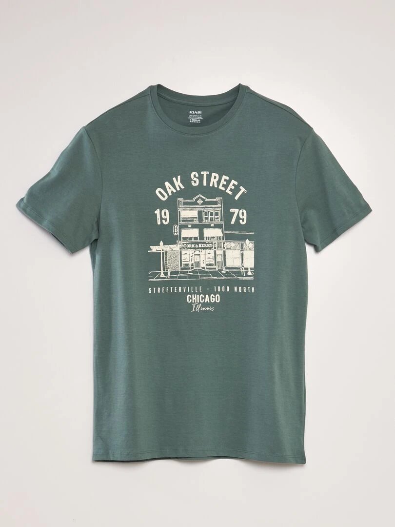 T shirt imprimé à col rond Vert sapin