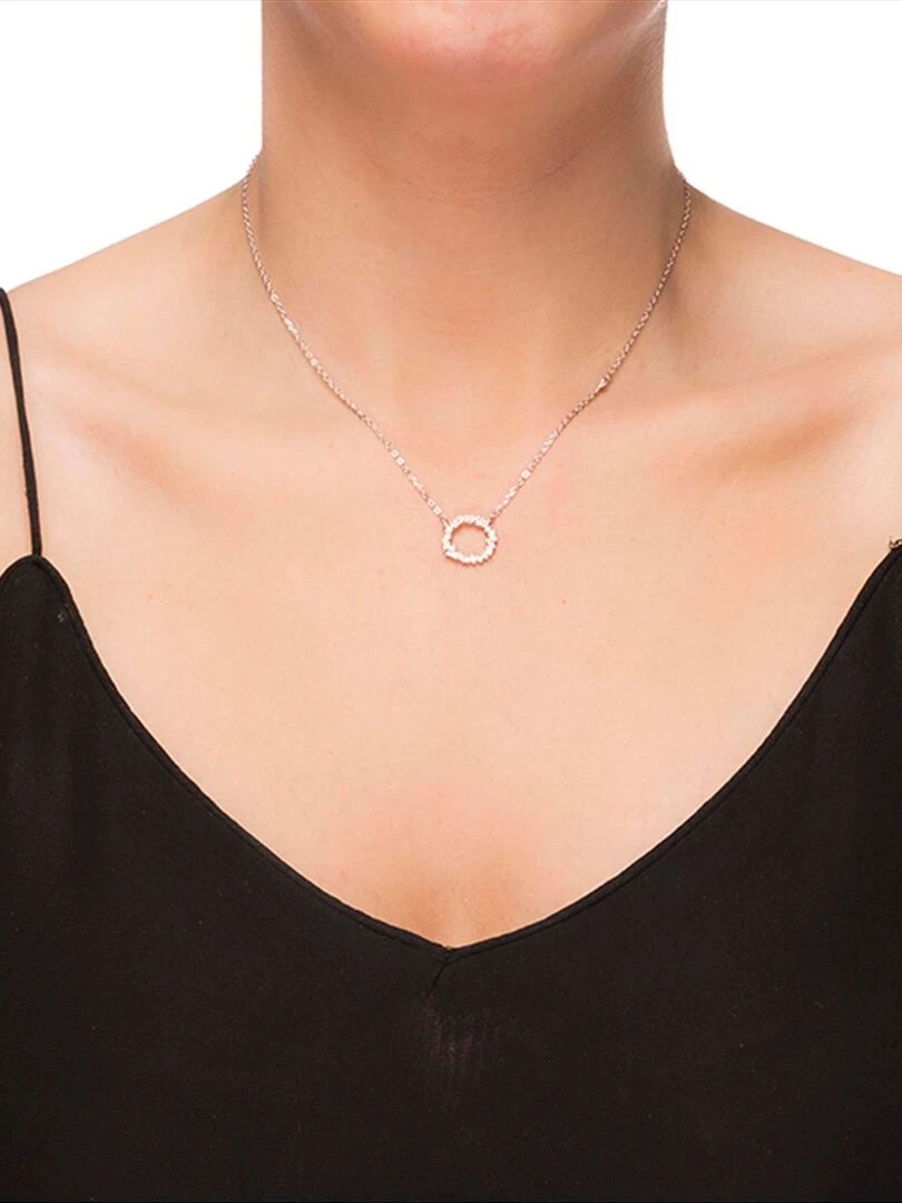 Collier  thilak en argent 925 et zirconia brillant avec finition plaqué or rose 18K   Rose