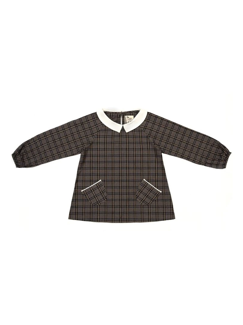 Blouse Carrx Gris Fils Lurex Or pour Fille   Col CLAUDINE   'LA FAUTE A VOLTAIRE'   Gris Doré Noir