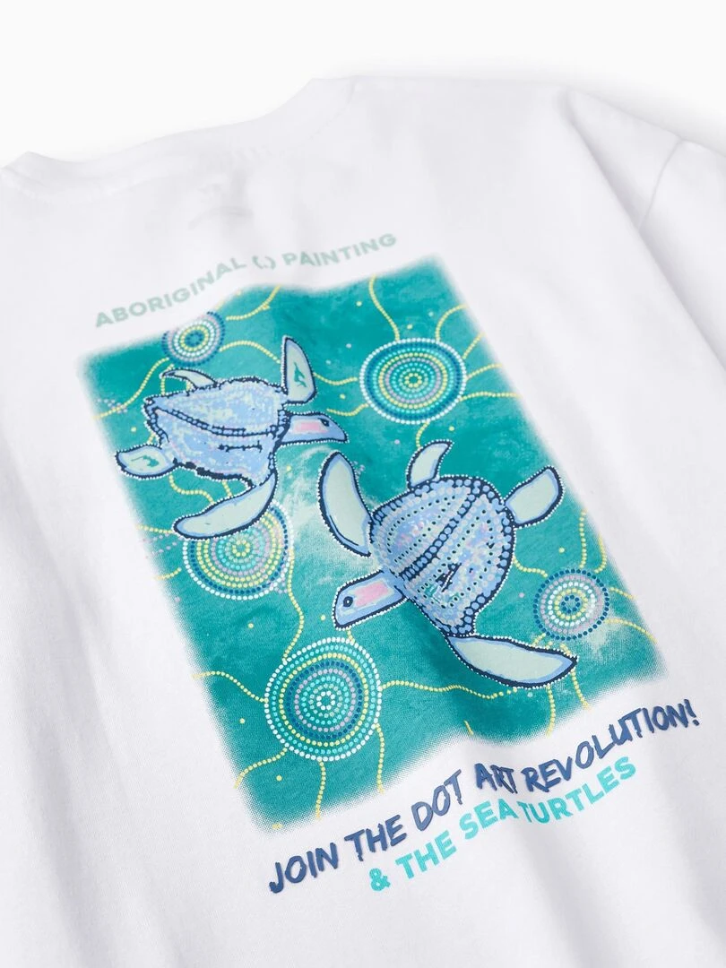 T shirt avec Imprimé dans le Dos pour Garçon 'Tortue' manches courtes   Blanc