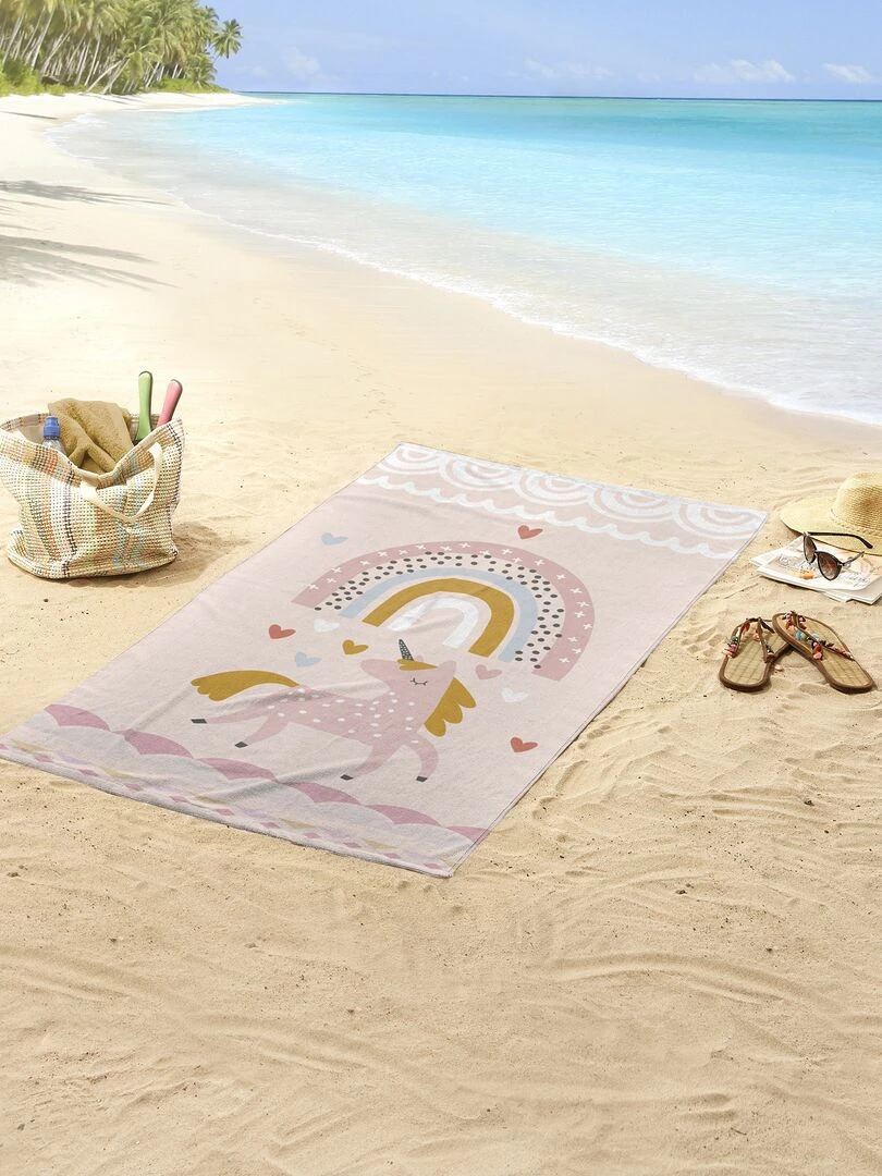 Drap de plage 'Licorne' Rose
