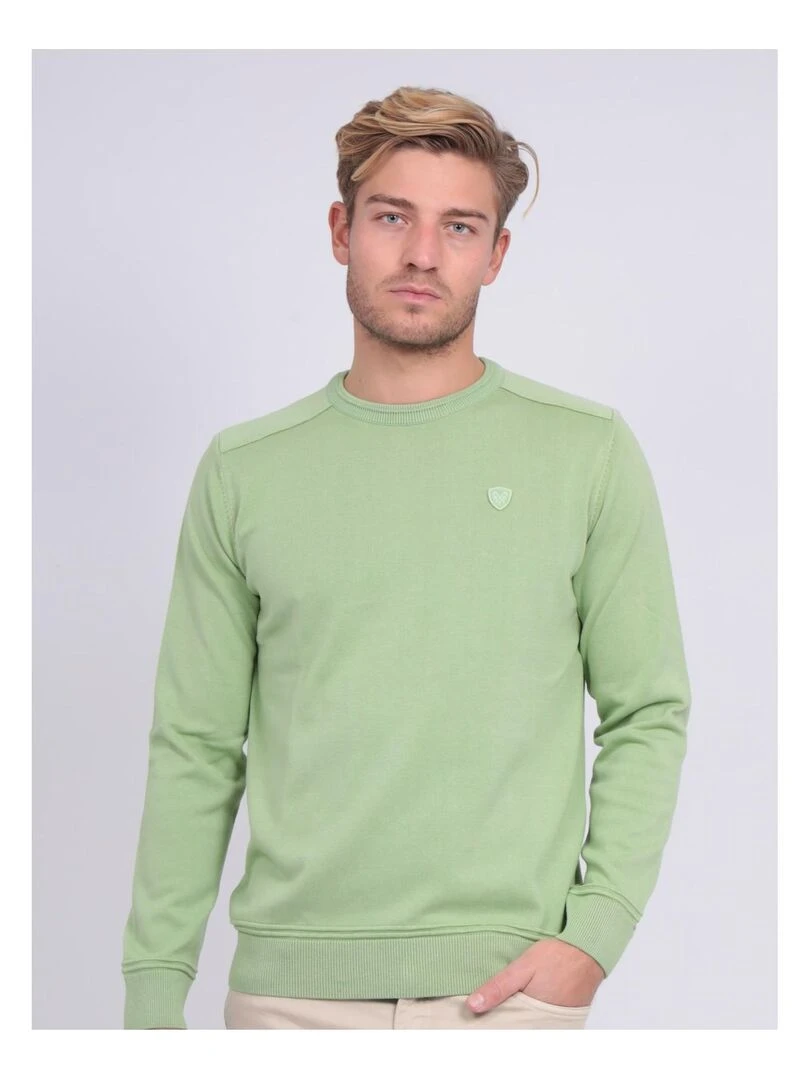 Pull fin col rond coton ARTHUR Vert