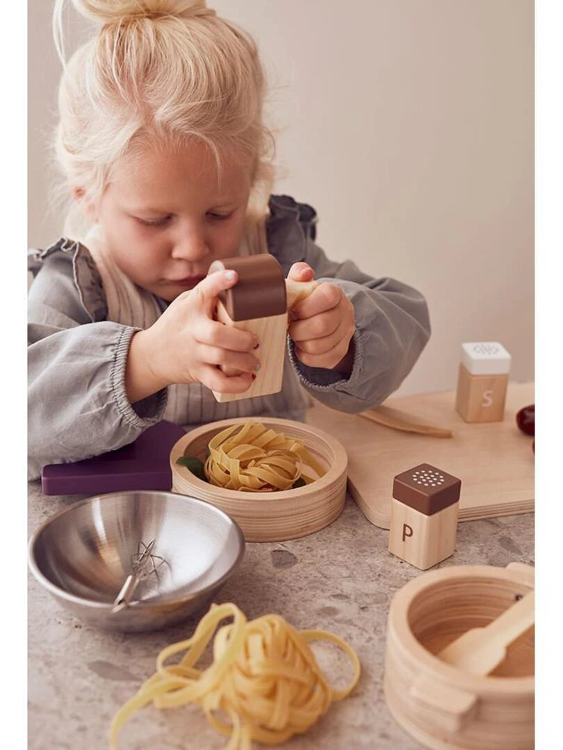 Ensemble ustensiles de cuisine en bois Kid's Hub Kids Concept Beige