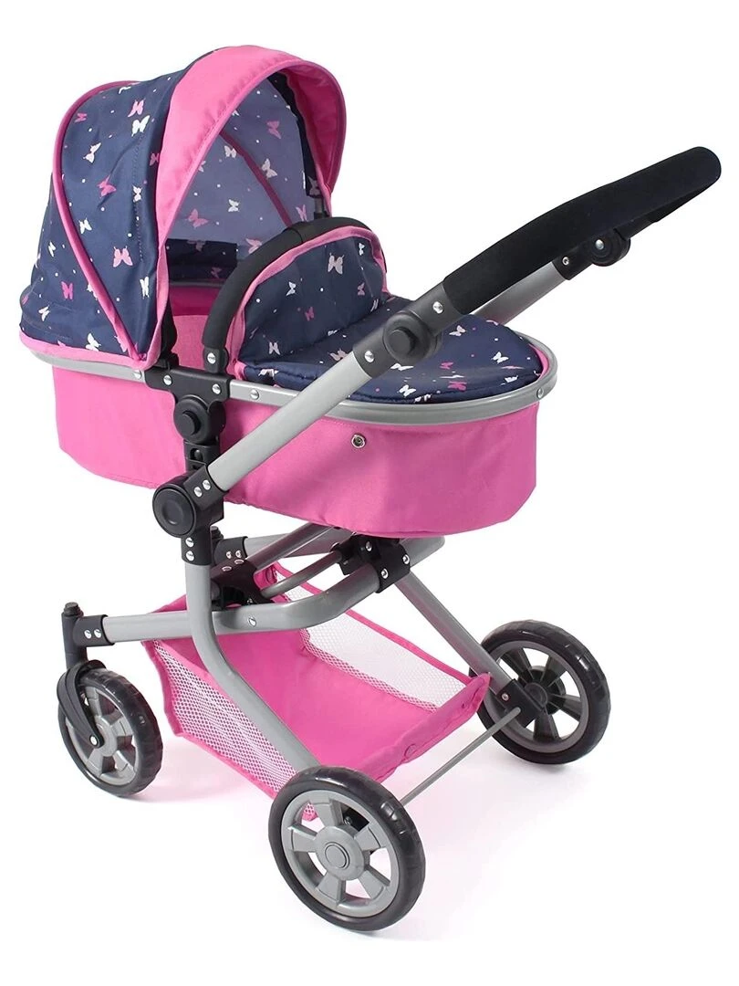 Poussette de poupée combinée 2 en 1 MIKA bleu et rose Papillon N/A