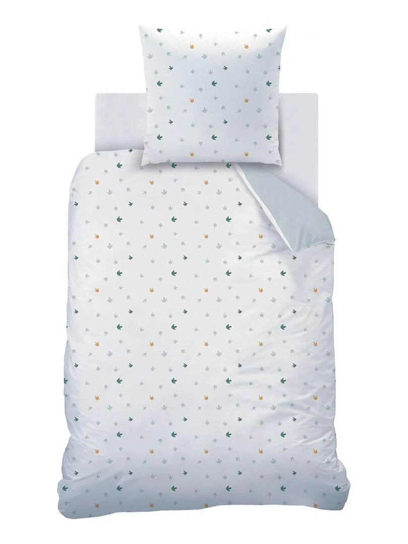 Parure de lit imprimée 100% coton  DINO JUNGLE   Gris