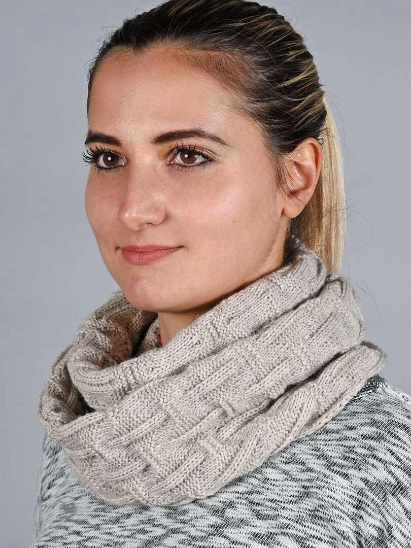 Ensemble Snood Bonnet Nora Made in UE Beige