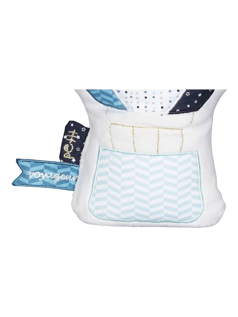 Coussin mongolfiere en coton bleu SAUTHON Bleu