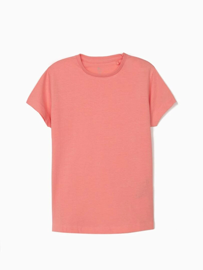 2 T Shirts Unis Fille manches courtes DISRUPTION Rose