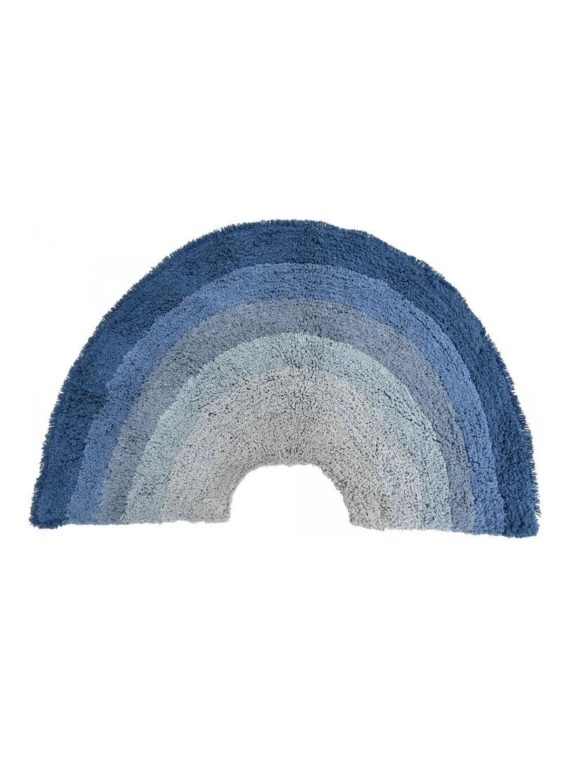 Tapis enfant ARKENSYEL BIO en coton 60x100 Fait main Lavable 30° Care&Fair Bleu