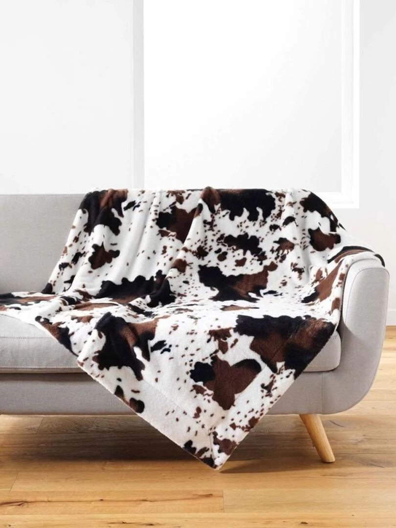 Plaid 125x150 cm imitation fourrure sherpa Western Blanc