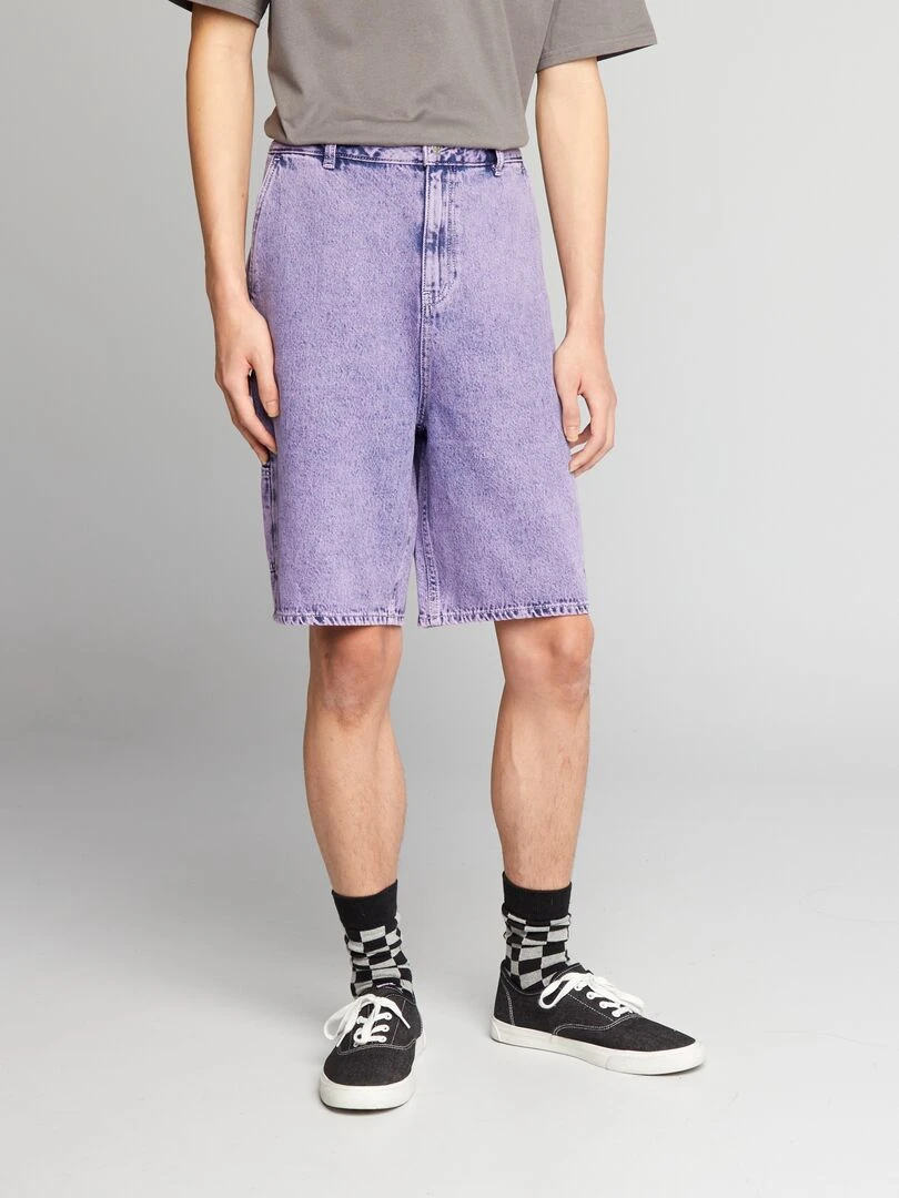 Short en jean délavé Violet