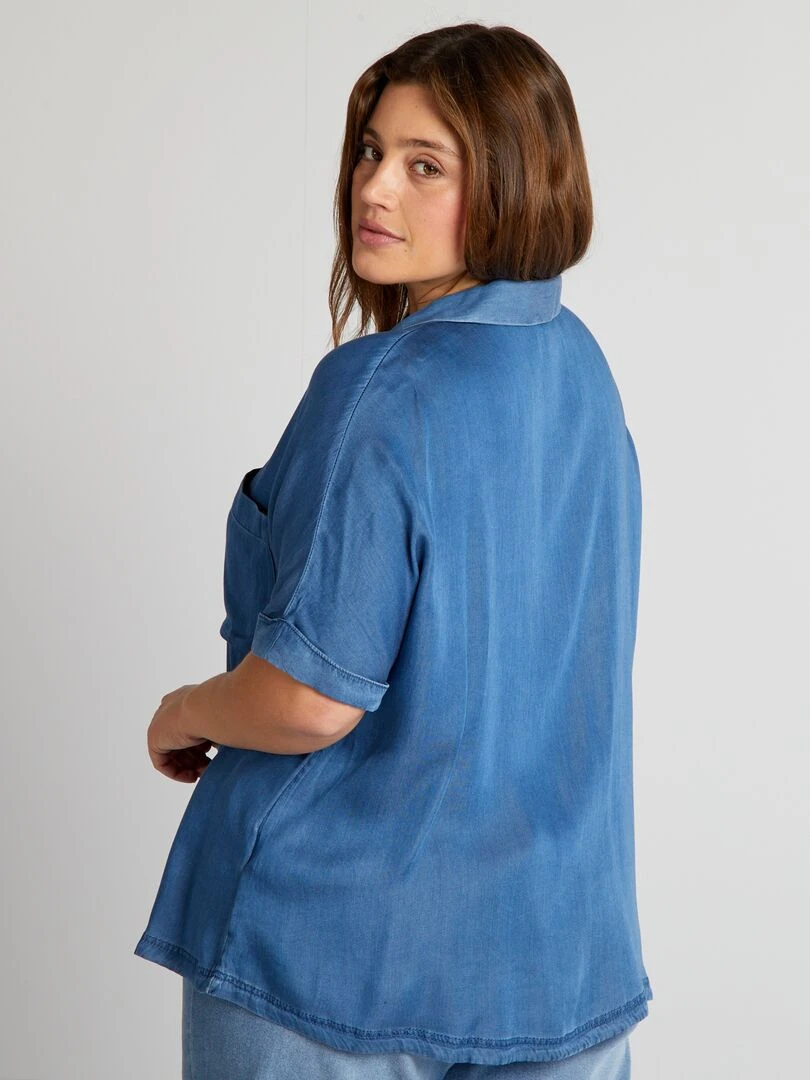 Chemisier léger à col pyjama   Bleu