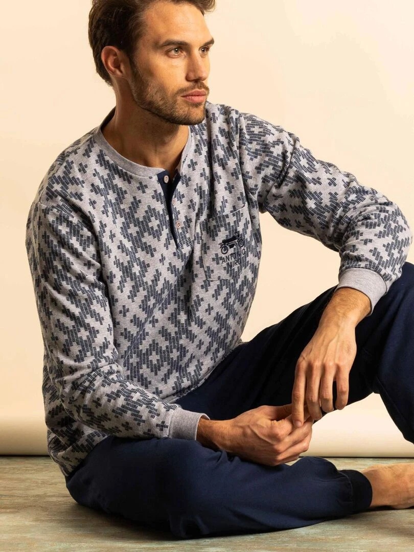 Pyjama pantalon et haut Jacquard Racing Antonio Miro   Gris