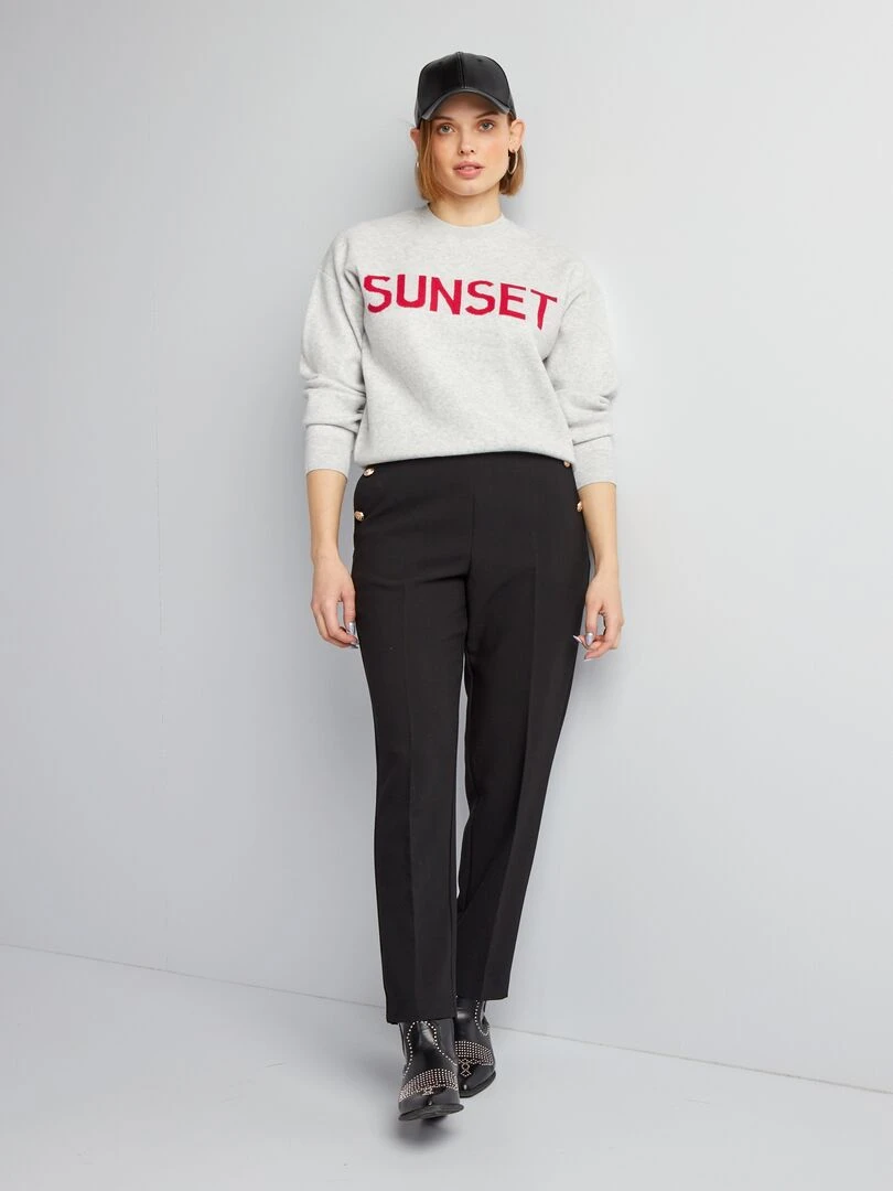 Pull à col rond avec inscription Gris