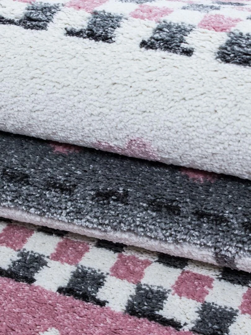 Tapis enfant KID'S RAIN en polypropylène doux et soyeux OEKO TEX® Rose