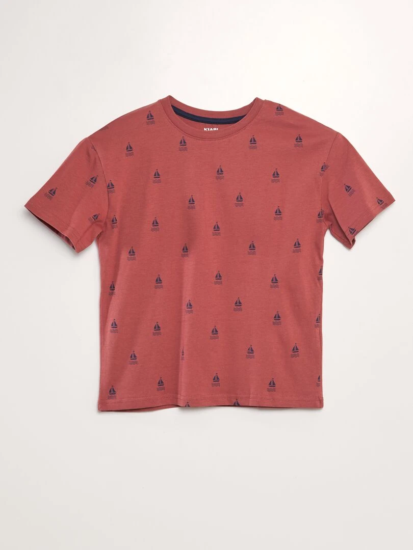 T shirt loose imprimé Marron