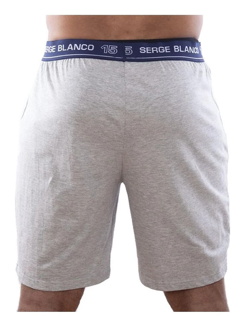 Ensemble homme Pyjama court T shirt col tunisien Serge Blanco   Gris