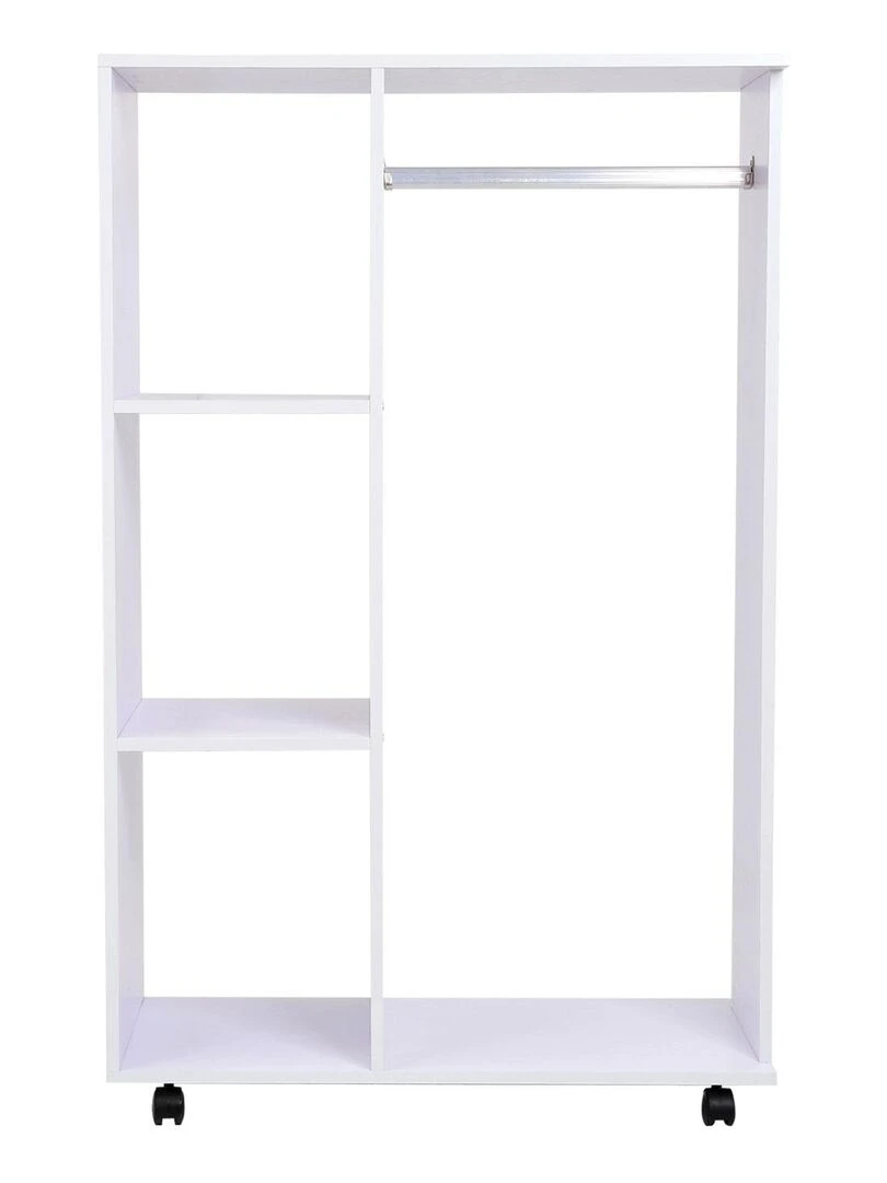 Armoire de rangement penderie à roulettes   Blanc