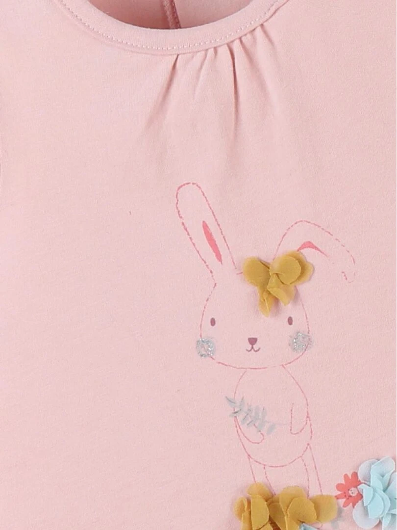 Combishort lapin en jersey    Noukie's   Rose
