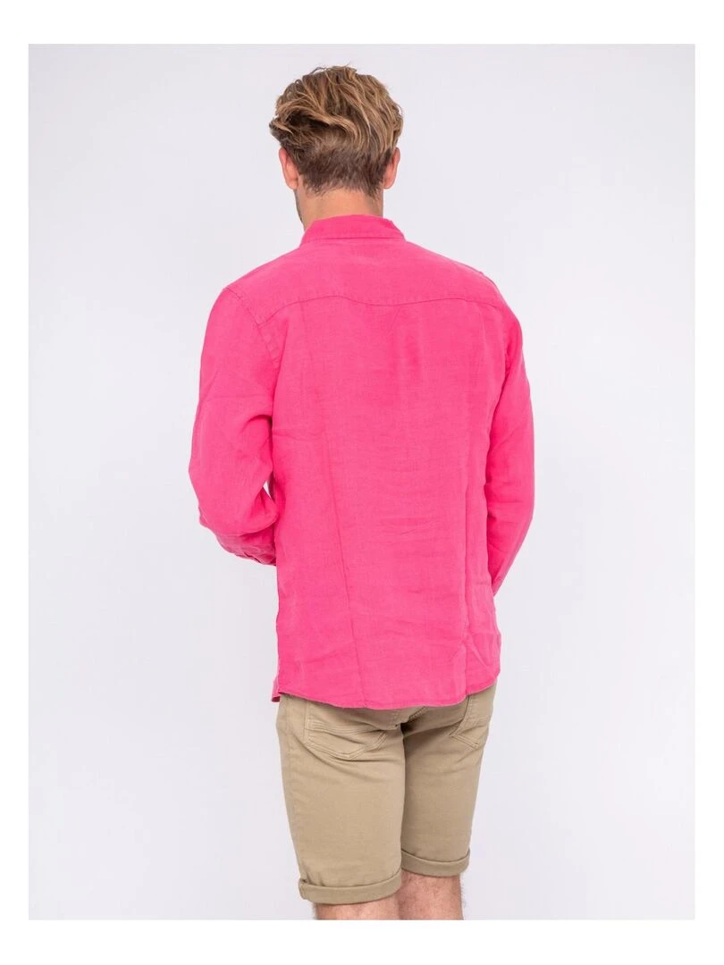 Chemise manches longues pur lin DALAMO   Rose framboise