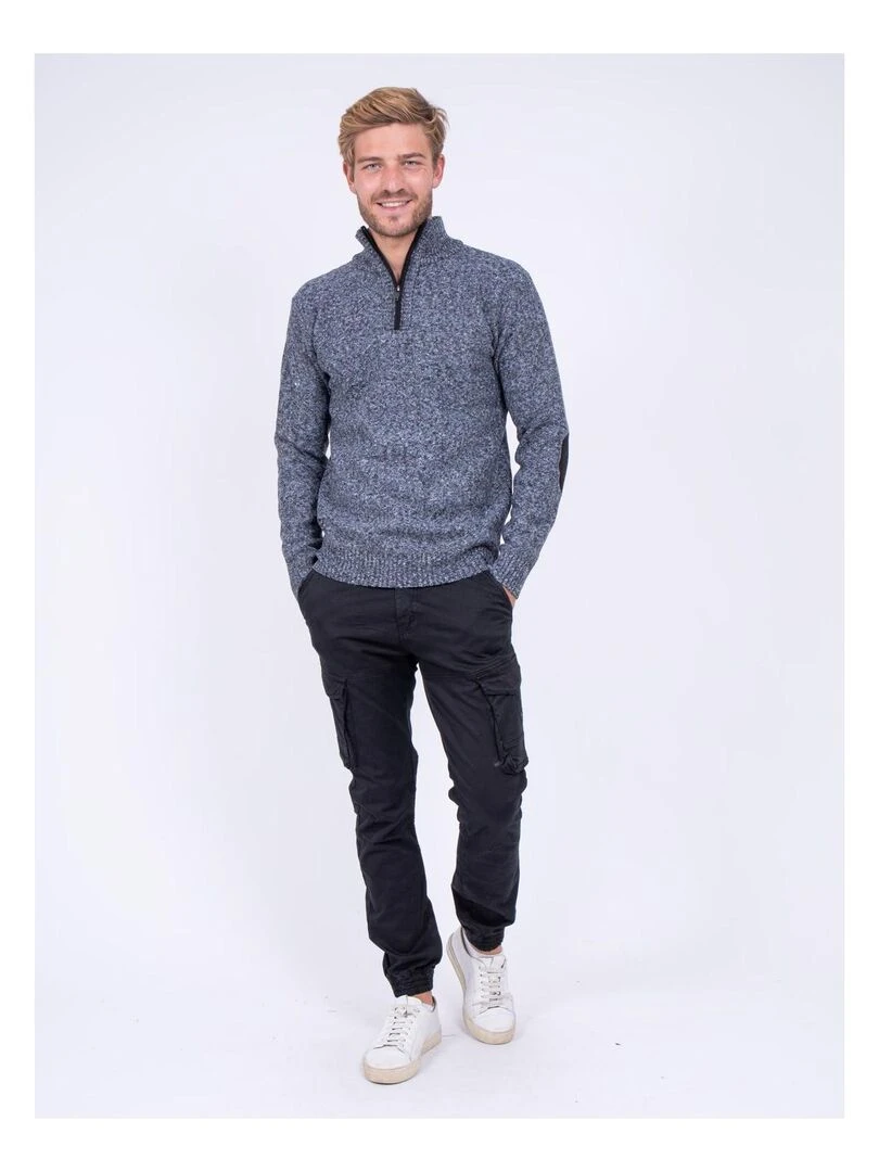 Pull col montant zippé LADERFI   Gris foncé