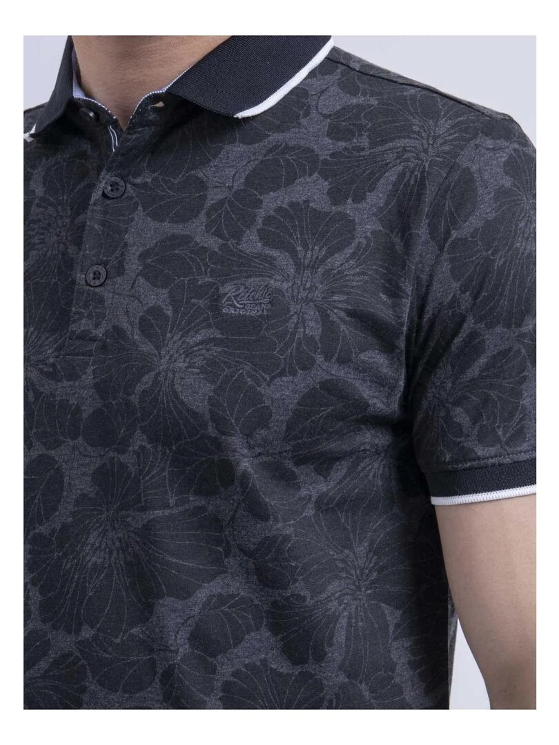 Polo manches courtes motifs PARUFINO   Bleu marine