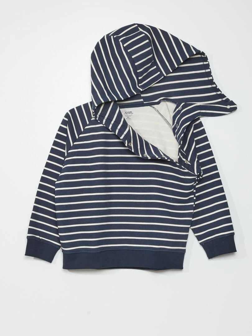 Sweat à capuche en molleton So Easy Bleu rayé