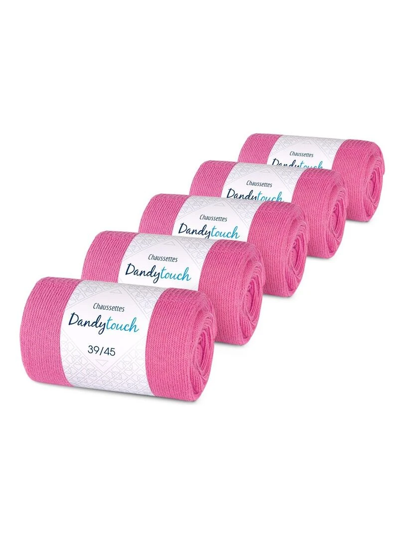 Chaussettes Jersey Coton Lot 5 Paires Fabrication UE Rose fushia