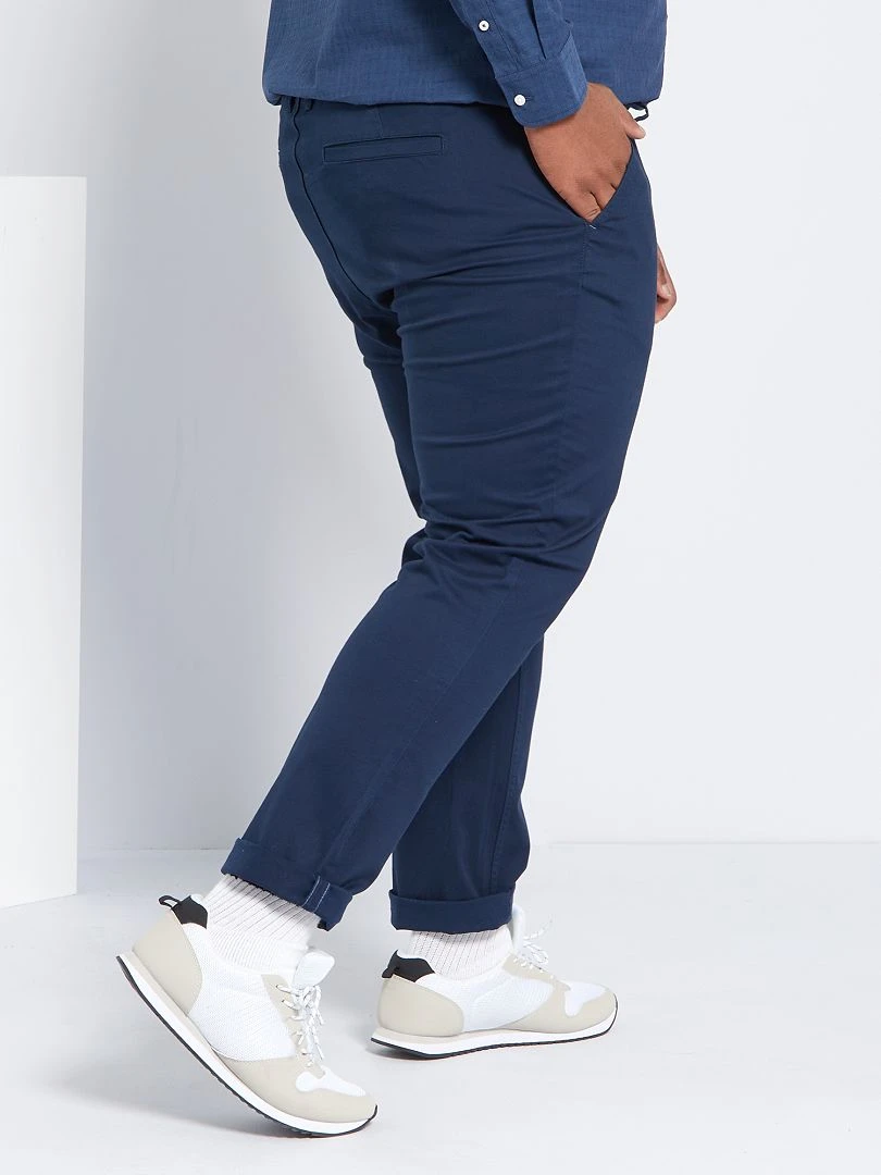 Chino slim en coton stretch   L30   bleu marine
