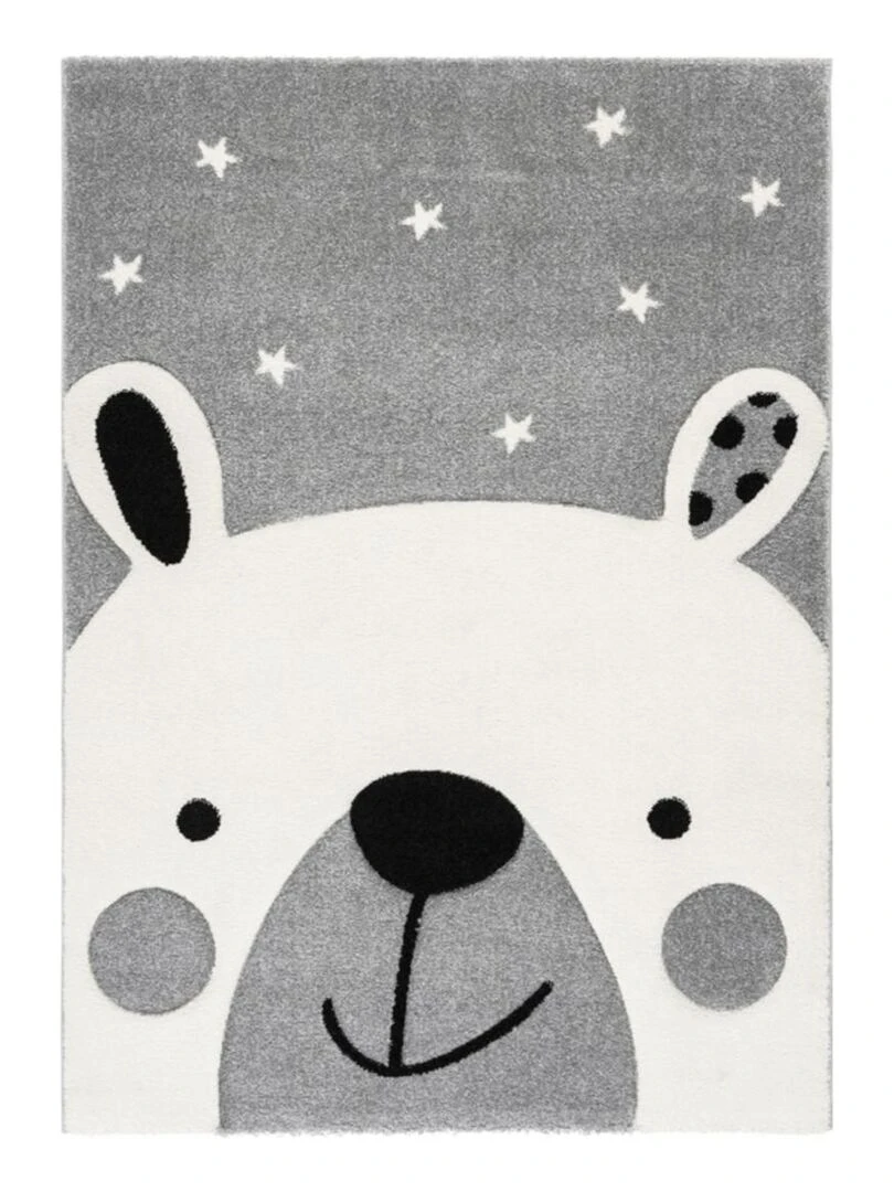 Tapis enfant OURSE OURIM LL en polypropylène doux et soyeux Gris